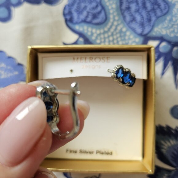 Faux Sapphire Diamond Earrings - Picture 2 of 4